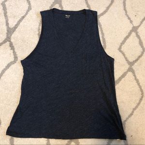 Madewell Sleeveless Whisper Tee Heathered Navy XL